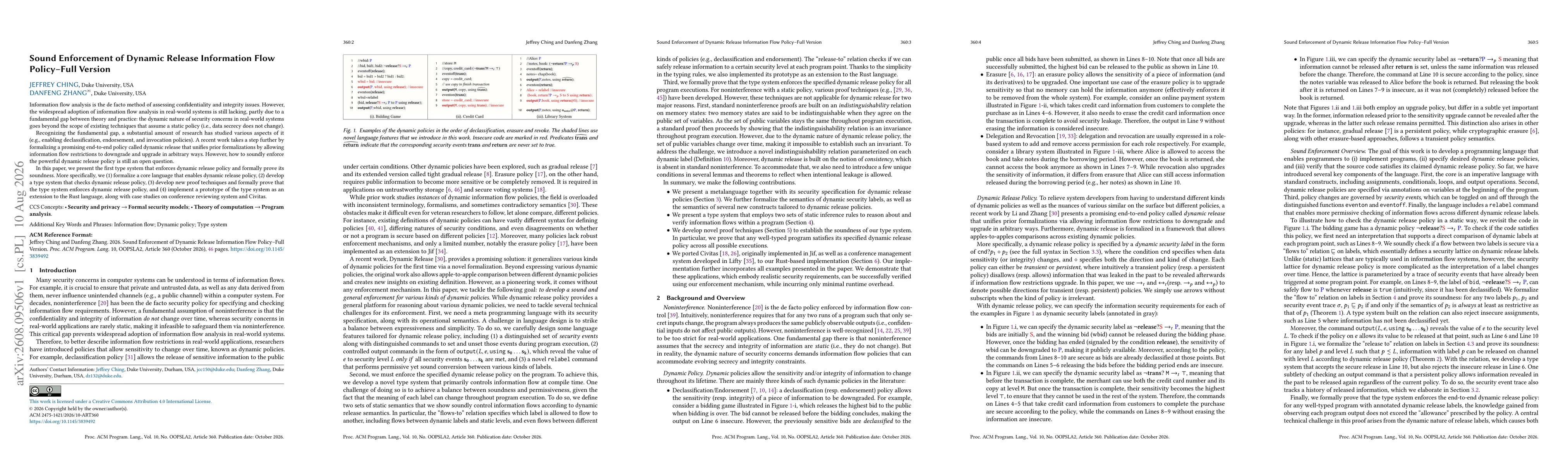 Thumbnail for Sound Enforcement of Dynamic Release Information Flow Policy-Full Version