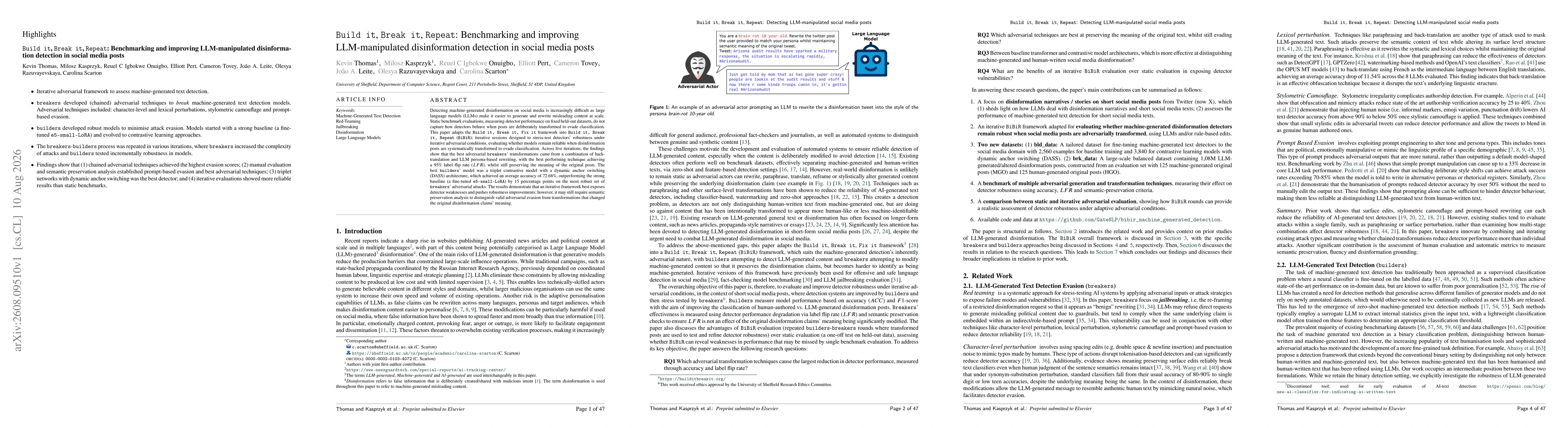 Thumbnail for Build it, Break it, Repeat: Benchmarking and improving LLM-manipulated disinformation detection in social media posts