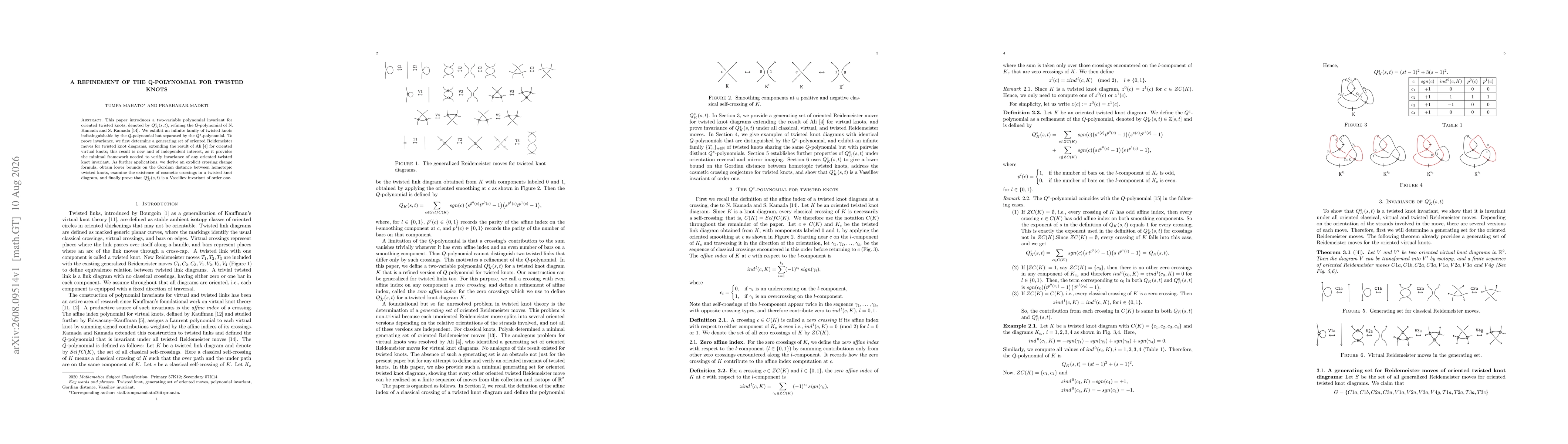 Thumbnail for A refinement of the Q-Polynomial for twisted knots