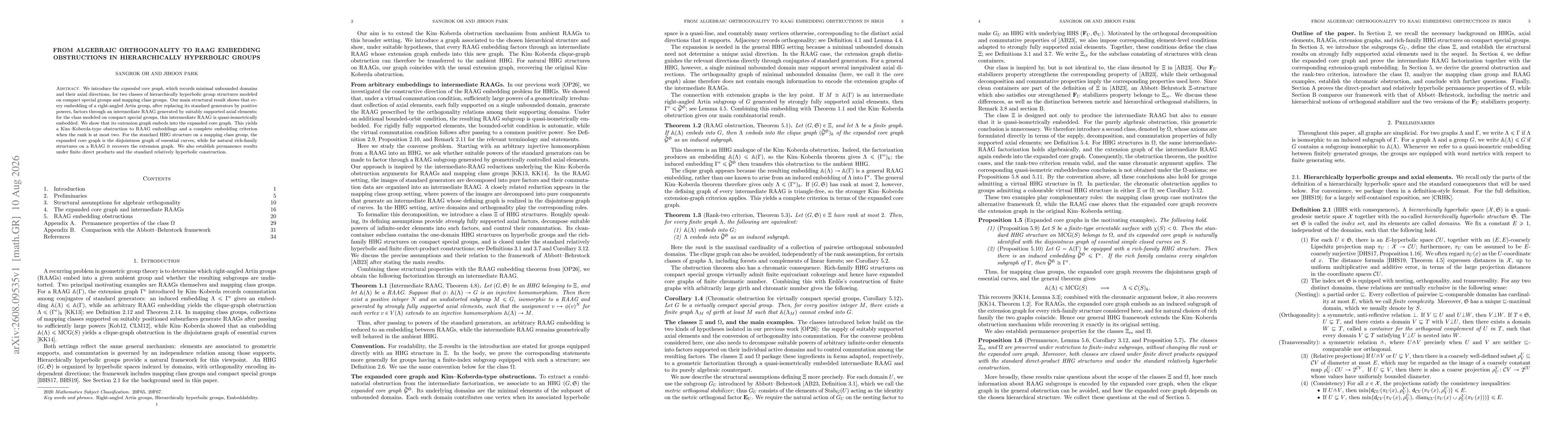 Thumbnail for From algebraic orthogonality to RAAG embedding obstructions in hierarchically hyperbolic groups