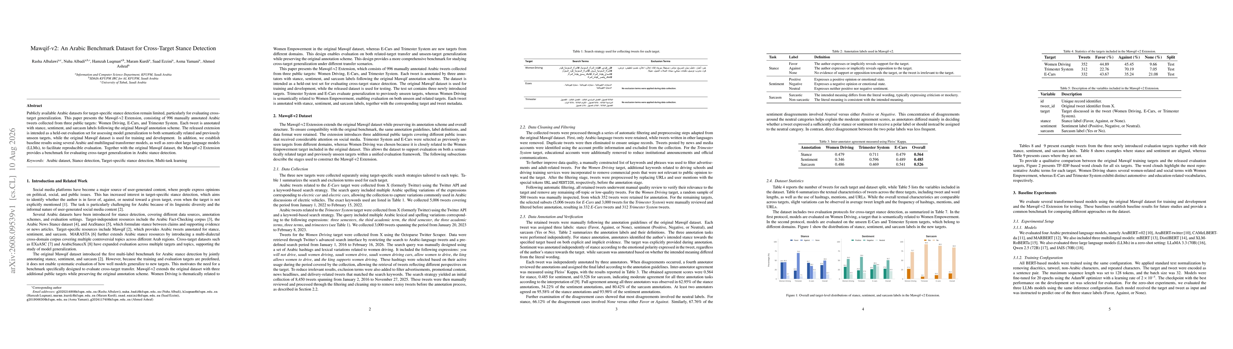Thumbnail for Mawqif-v2: An Arabic Benchmark Dataset for Cross-Target Stance Detection