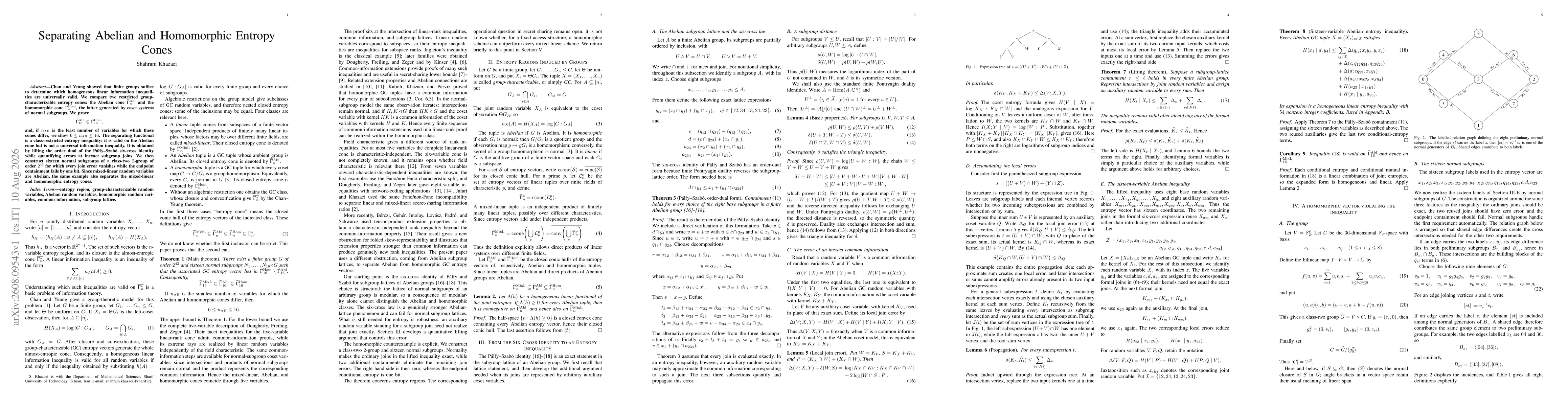 Thumbnail for Separating Abelian and Homomorphic Entropy Cones
