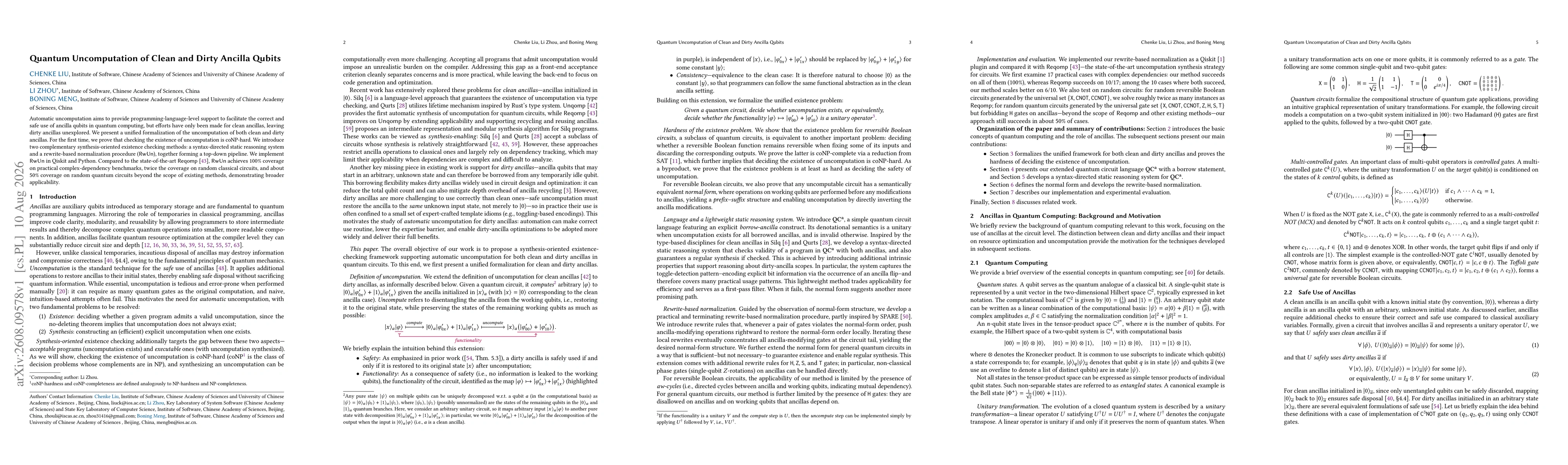Thumbnail for Quantum Uncomputation of Clean and Dirty Ancilla Qubits