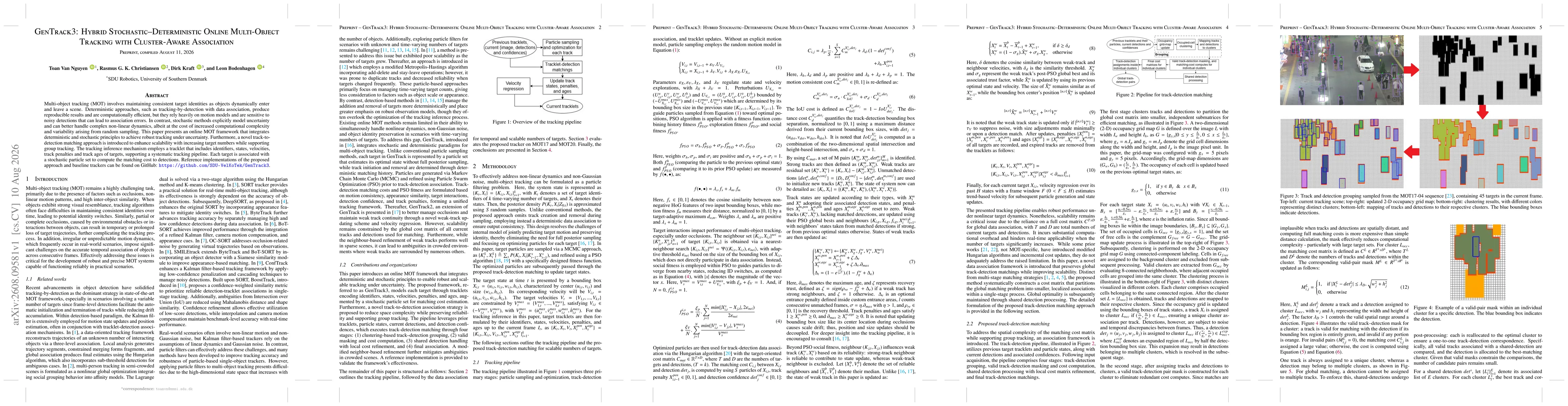 Thumbnail for GenTrack3: Hybrid Stochastic-Deterministic Online Multi-Object Tracking with Cluster-Aware Association