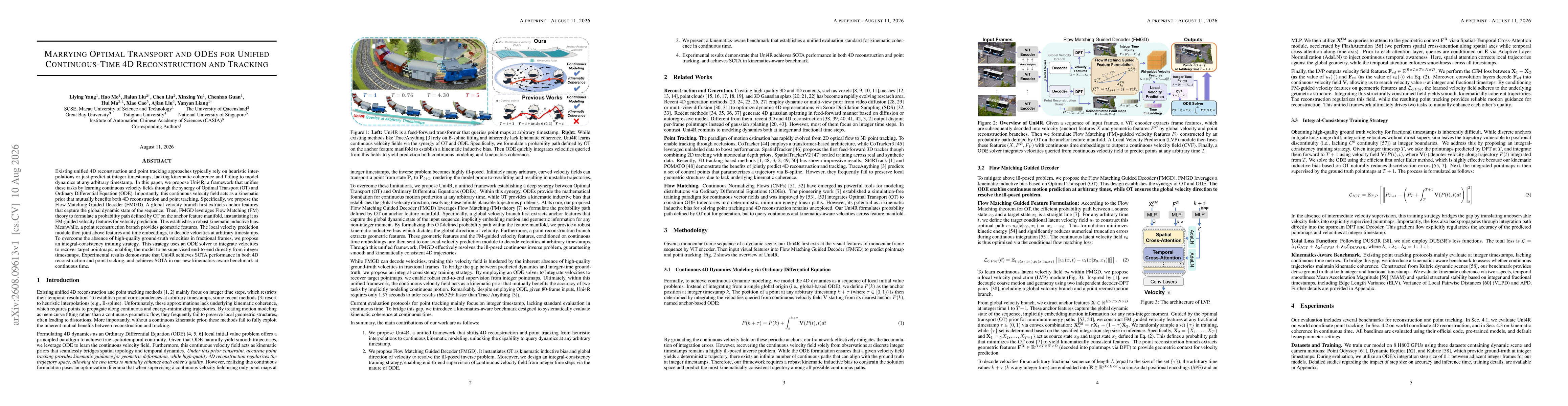 Thumbnail for Marrying Optimal Transport and ODEs for Unified Continuous-Time 4D Reconstruction and Tracking