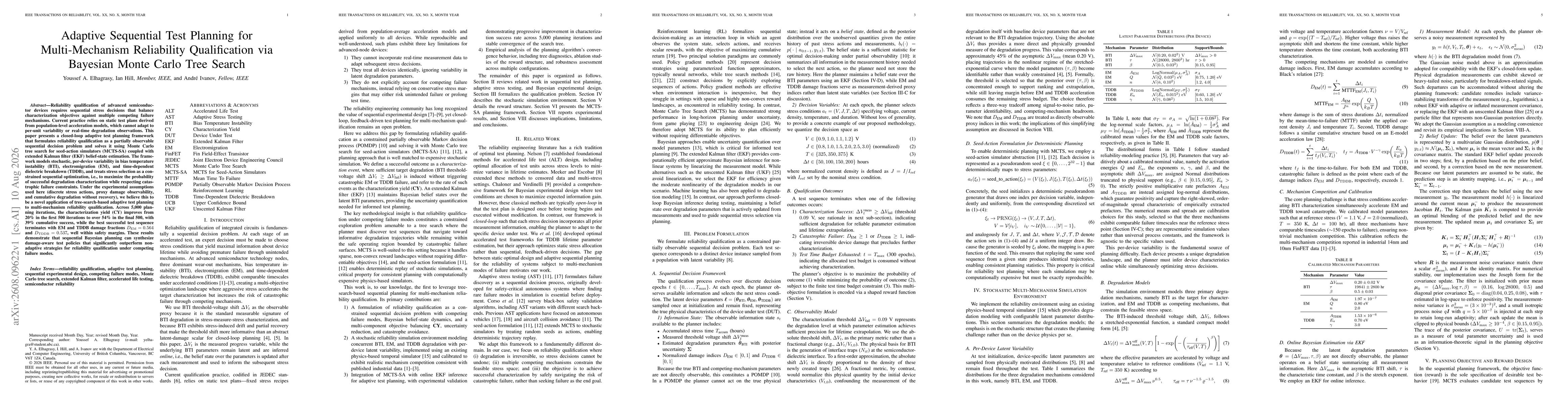 Thumbnail for Adaptive Sequential Test Planning for Multi-Mechanism Reliability Qualification via Bayesian Monte Carlo Tree Search