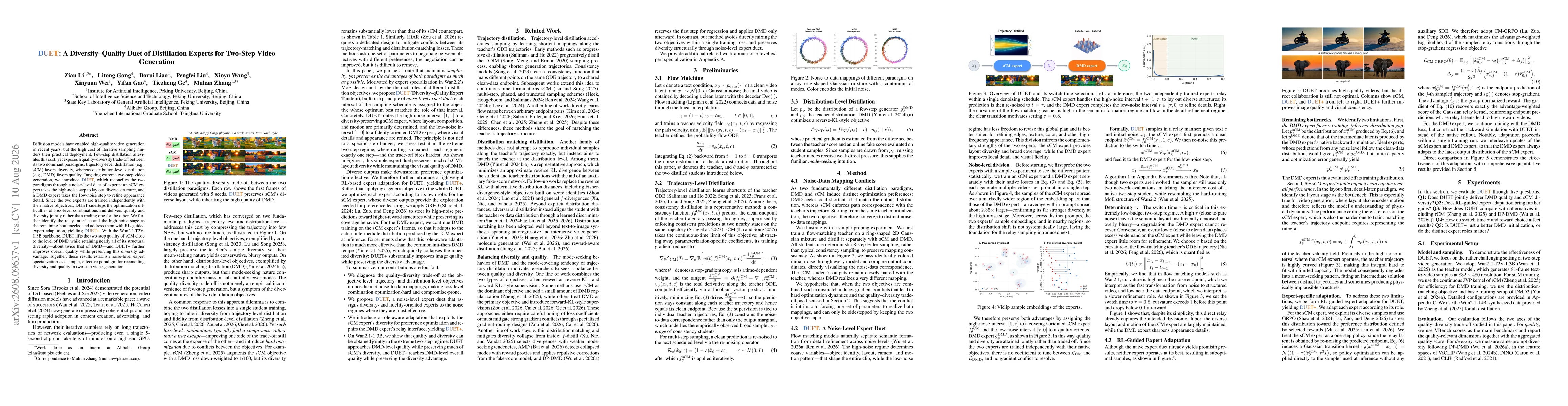 Thumbnail for DUET: A Diversity-Quality Duet of Distillation Experts for Two-Step Video Generation