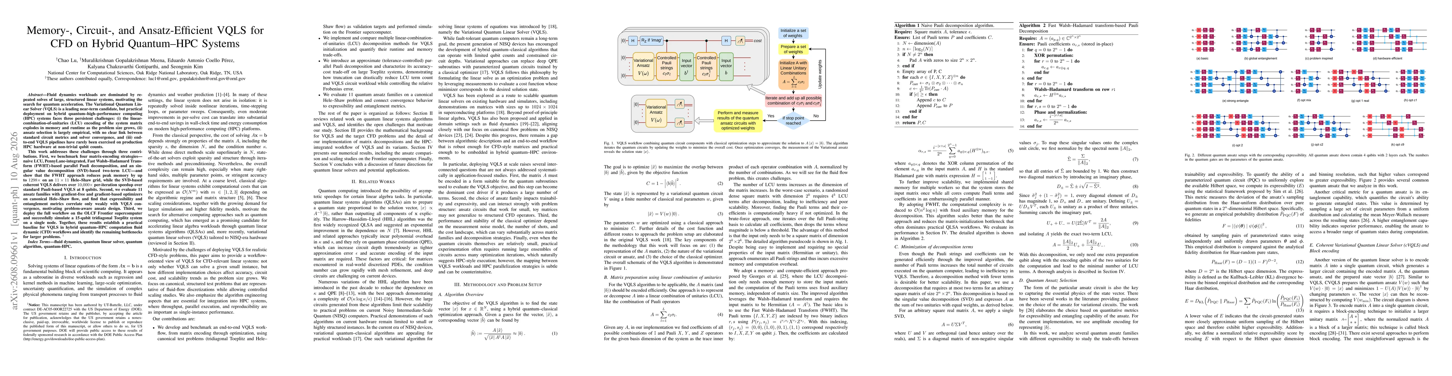Thumbnail for Memory-, Circuit-, and Ansatz-Efficient VQLS for CFD on Hybrid Quantum-HPC Systems