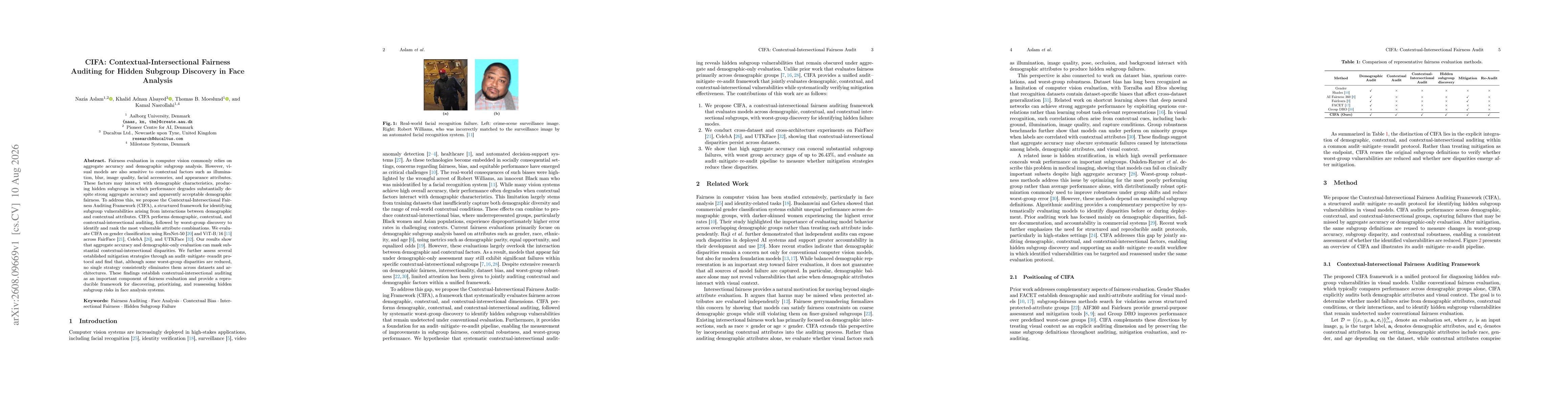 Thumbnail for CIFA: Contextual-Intersectional Fairness Auditing for Hidden Subgroup Discovery in Face Analysis