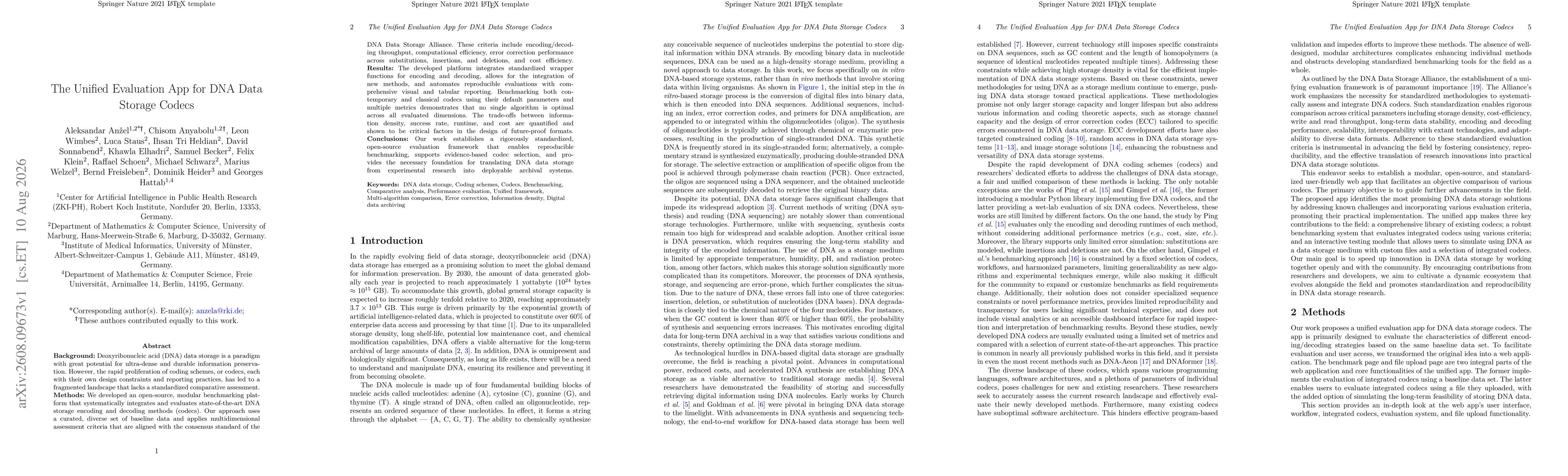Thumbnail for The Unified Evaluation App for DNA Data Storage Codecs