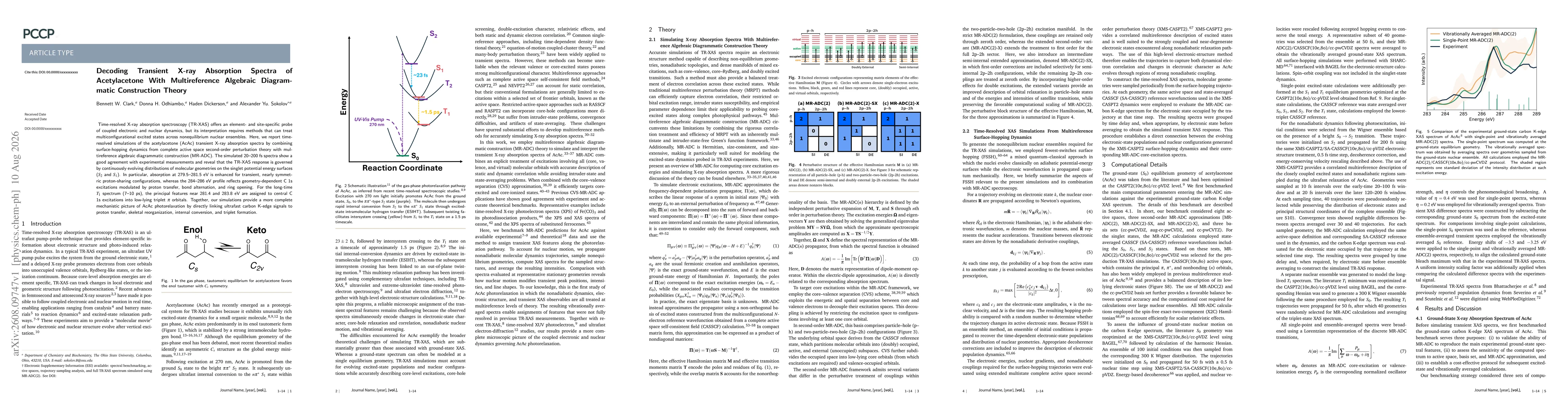 Thumbnail for Decoding Transient X-ray Absorption Spectra of Acetylacetone With Multireference Algebraic Diagrammatic Construction Theory
