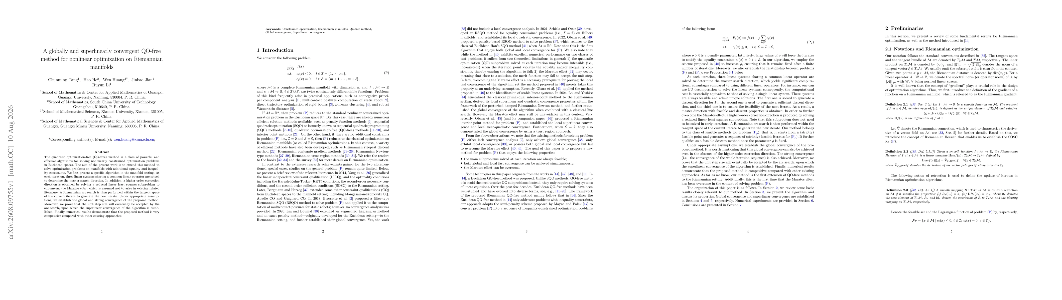 Thumbnail for A globally and superlinearly convergent QO-free method for nonlinear optimization on Riemannian manifolds