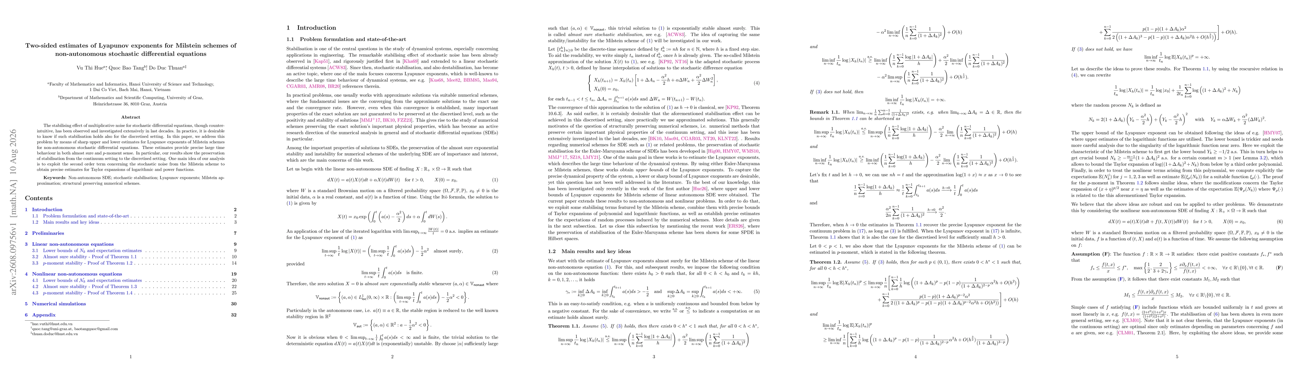 Thumbnail for Two-sided estimates of Lyapunov exponents for Milstein schemes of non-autonomous stochastic differential equations