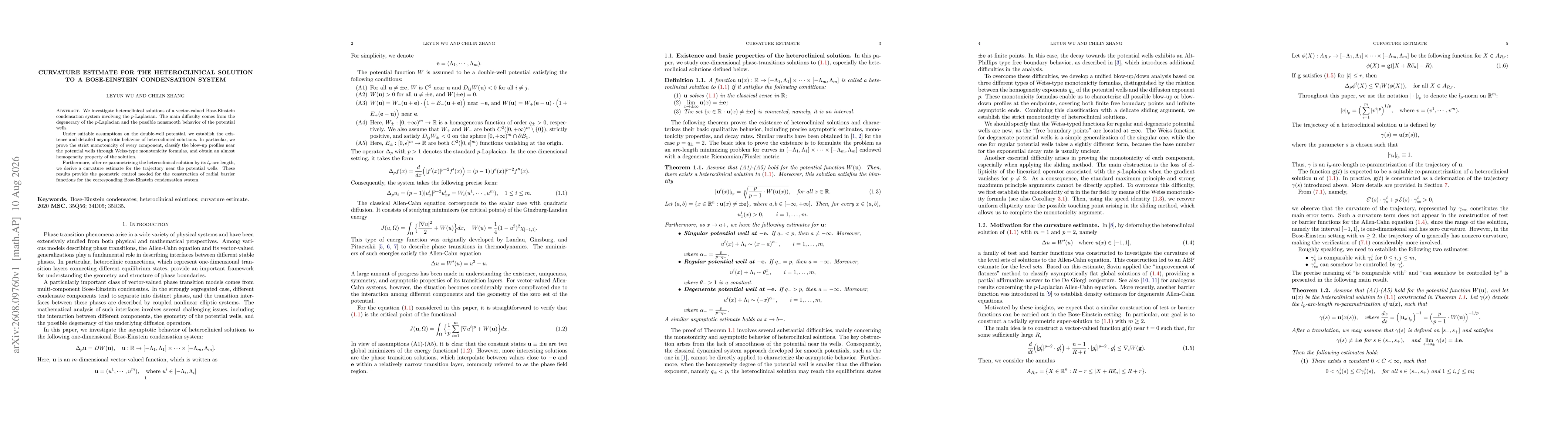 Thumbnail for Curvature estimate for the heteroclinical solution to a Bose-Einstein condensation system