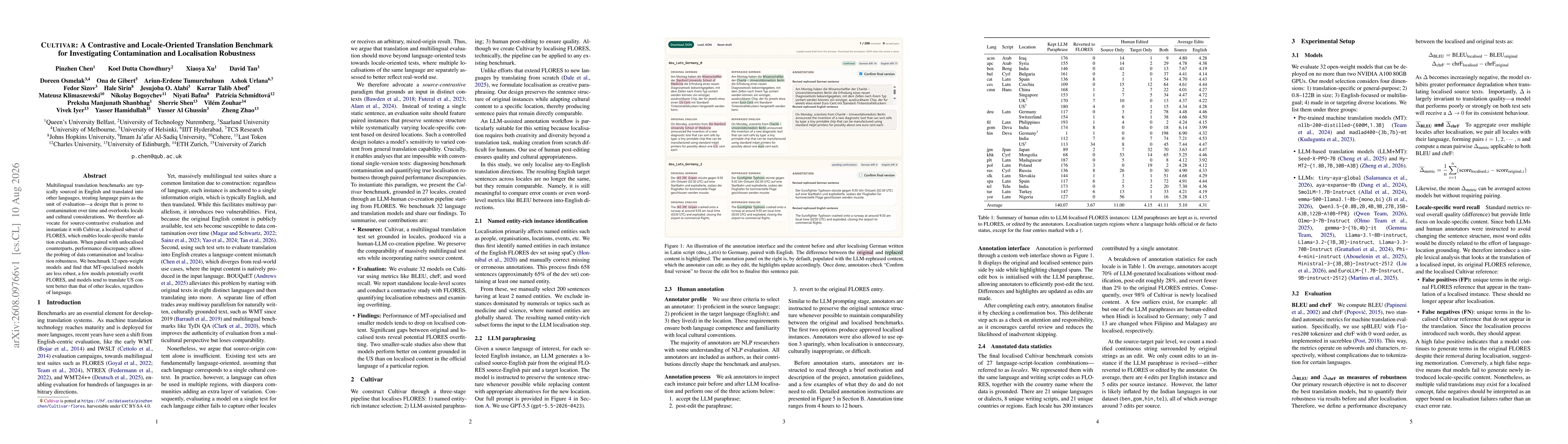 Thumbnail for Cultivar: A Contrastive and Locale-Oriented Translation Benchmark for Investigating Contamination and Localisation Robustness