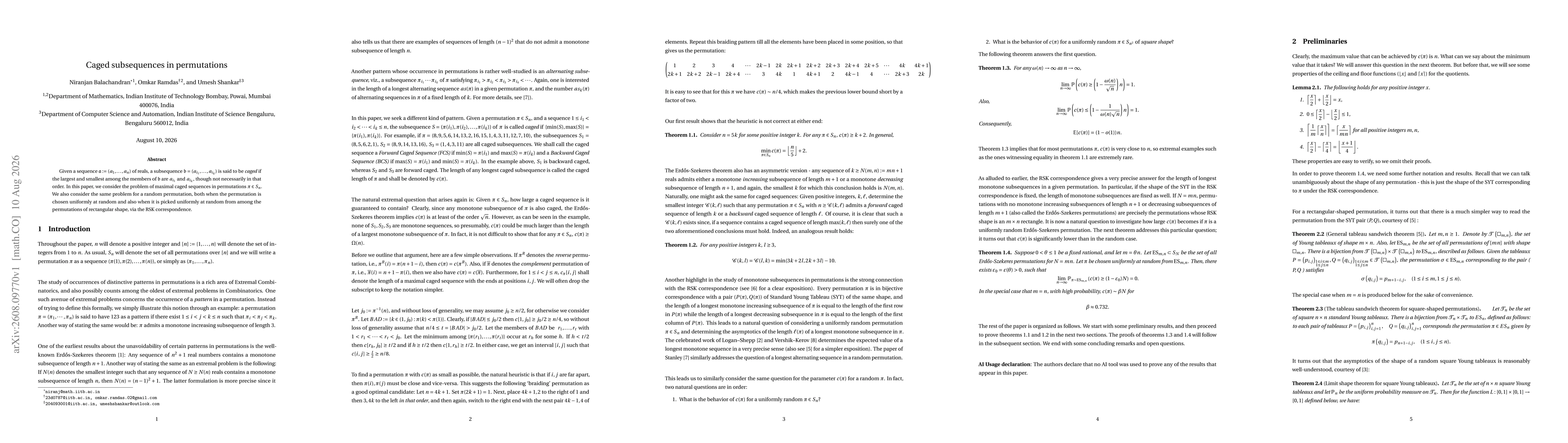 Thumbnail for Caged subsequences in permutations