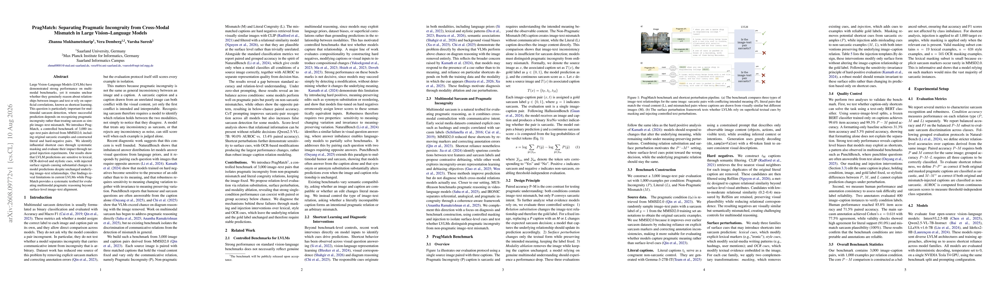 Thumbnail for PragMatch: Separating Pragmatic Incongruity from Cross-Modal Mismatch in Large Vision-Language Models