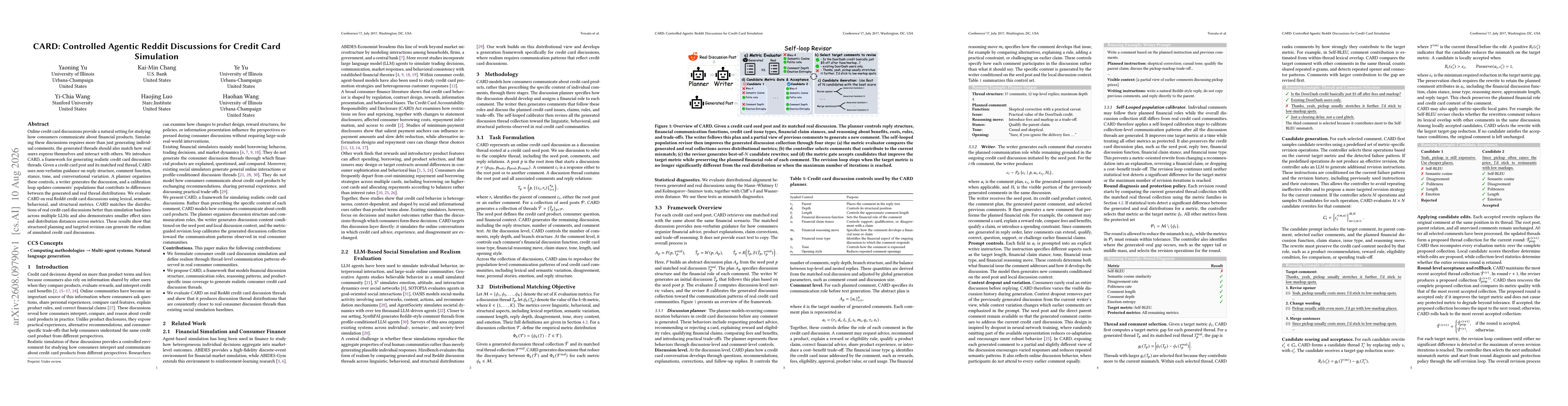 Thumbnail for CARD: Controlled Agentic Reddit Discussions for Credit Card Simulation