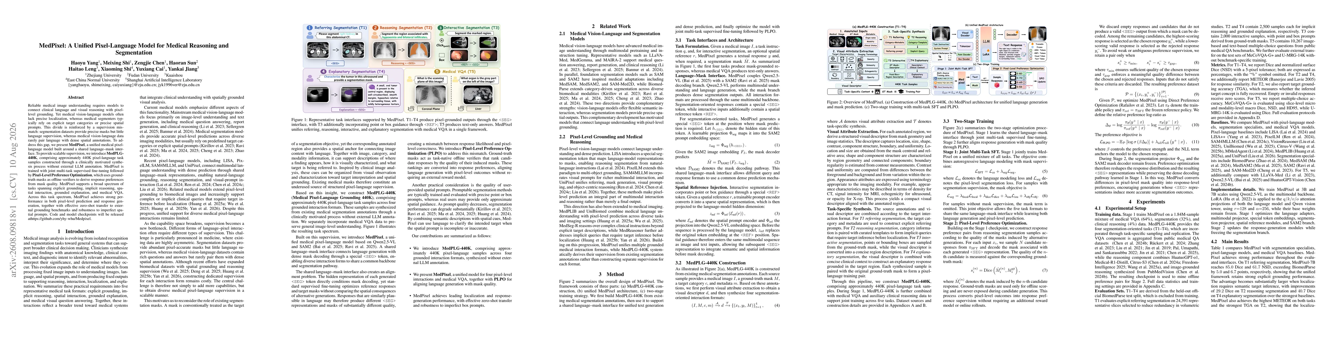 Thumbnail for MedPixel: A Unified Pixel-Language Model for Medical Reasoning and Segmentation