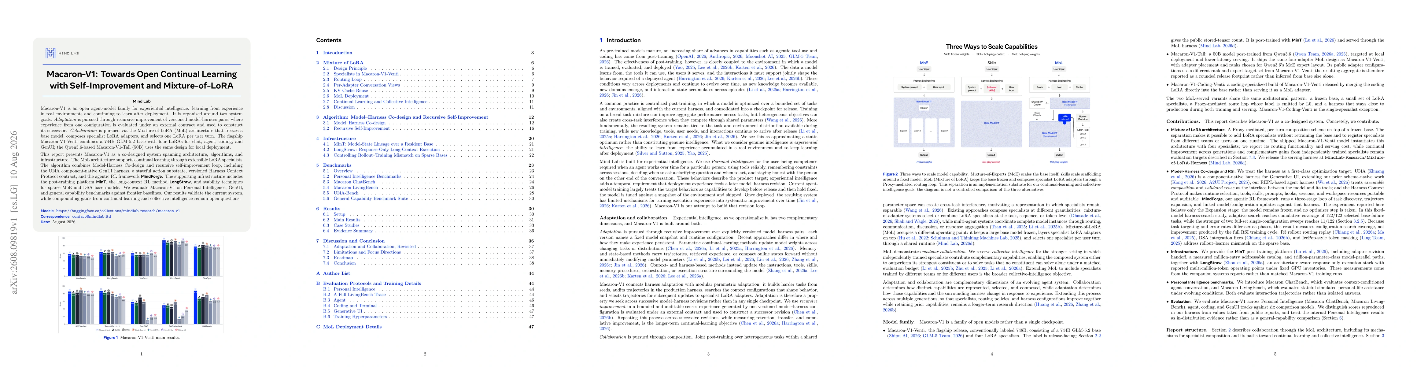 Thumbnail for Macaron-V1: Towards Open Continual Learning with Self-Improvement and Mixture-of-LoRA