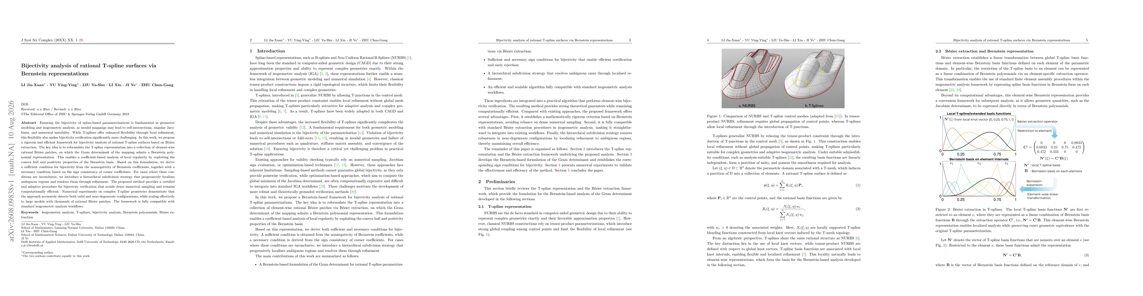 Thumbnail for Bijectivity analysis of rational T-spline surfaces via Bernstein representations