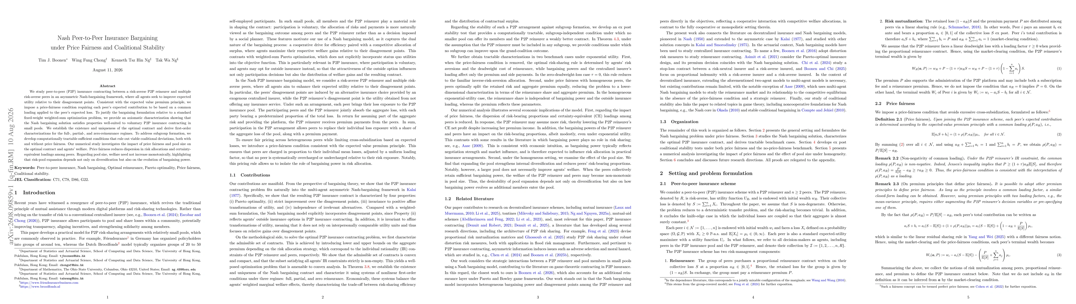 Thumbnail for Nash Peer-to-Peer Insurance Bargaining under Price Fairness and Coalitional Stability