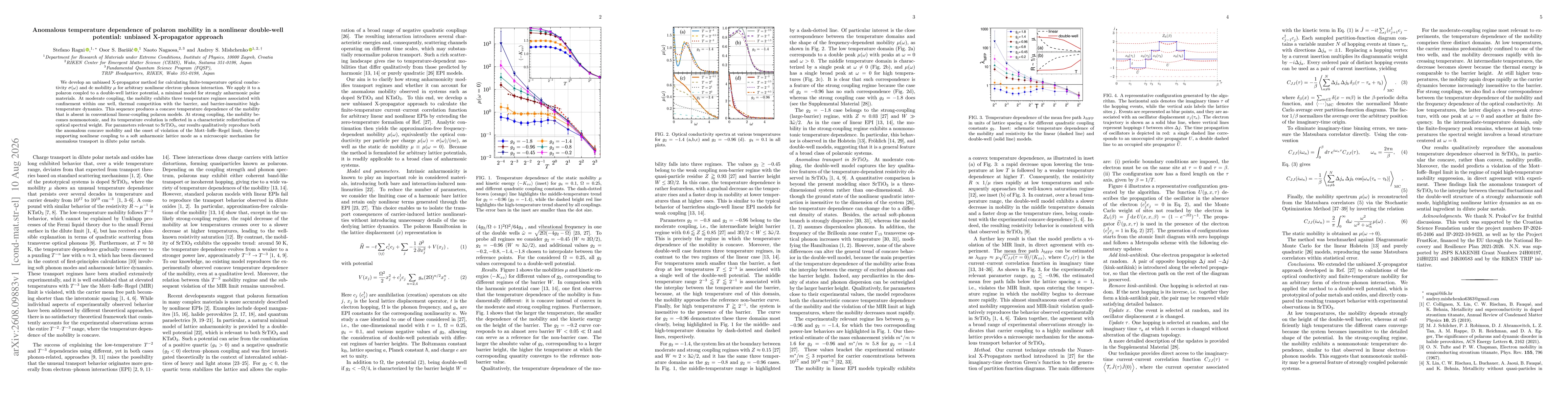 Thumbnail for Anomalous temperature dependence of polaron mobility in a nonlinear double-well potential: unbiased X-propagator approach