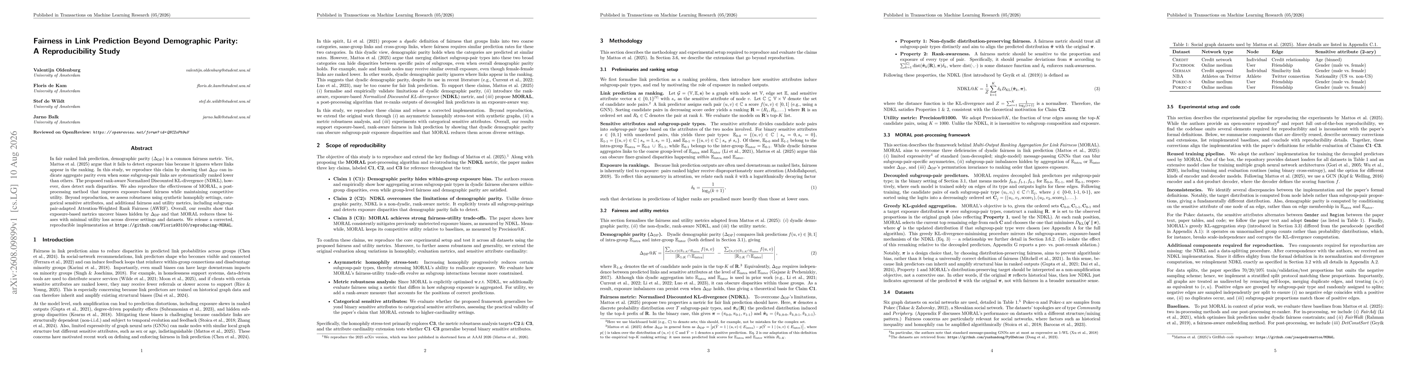Thumbnail for Fairness in Link Prediction Beyond Demographic Parity: A Reproducibility Study
