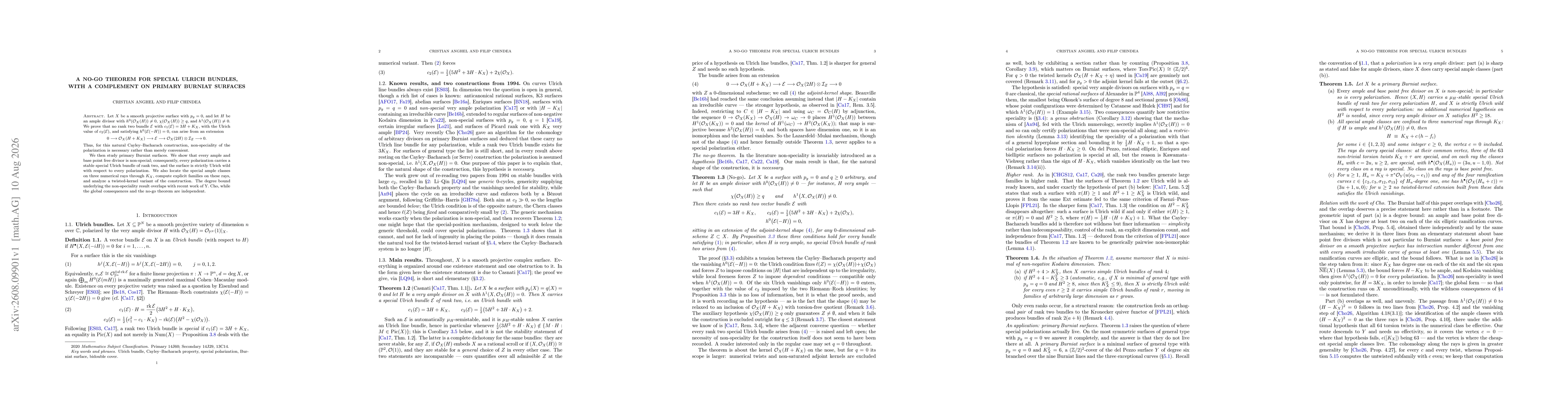 Thumbnail for A no-go theorem for special Ulrich bundles, with a complement on primary Burniat surfaces