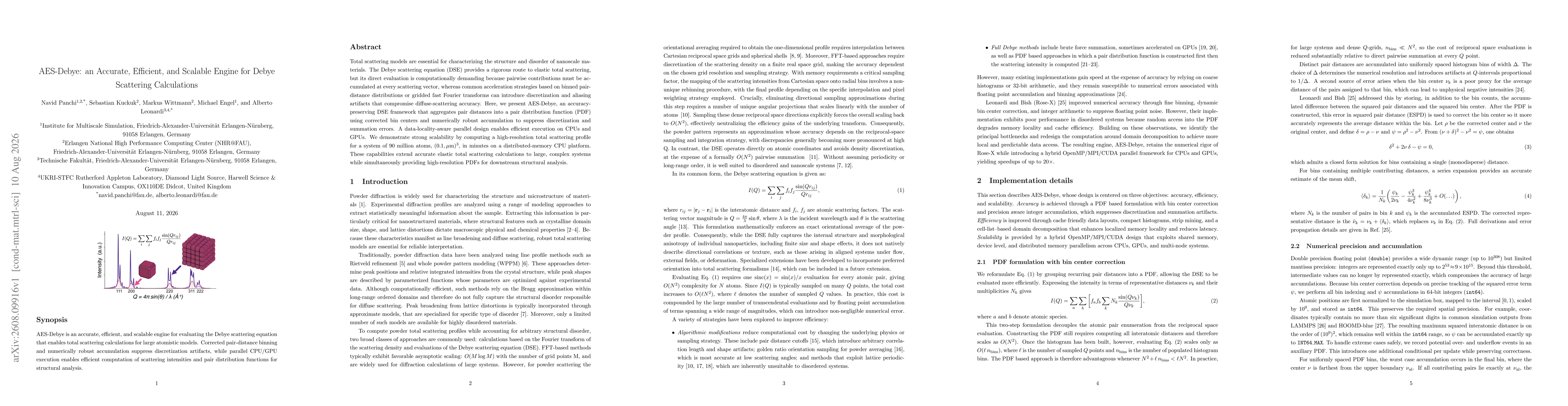 Thumbnail for AES-Debye: an Accurate, Efficient, and Scalable Engine for Debye Scattering Calculations
