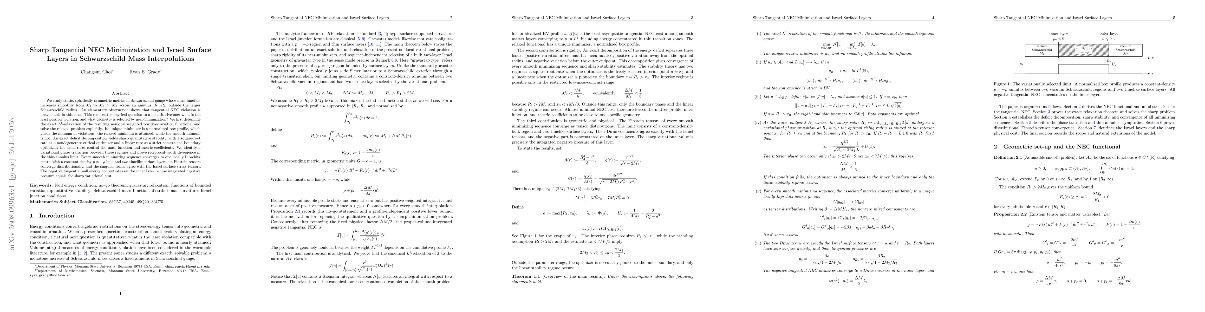 Thumbnail for Sharp Tangential NEC Minimization and Israel Surface Layers in Schwarzschild Mass Interpolations