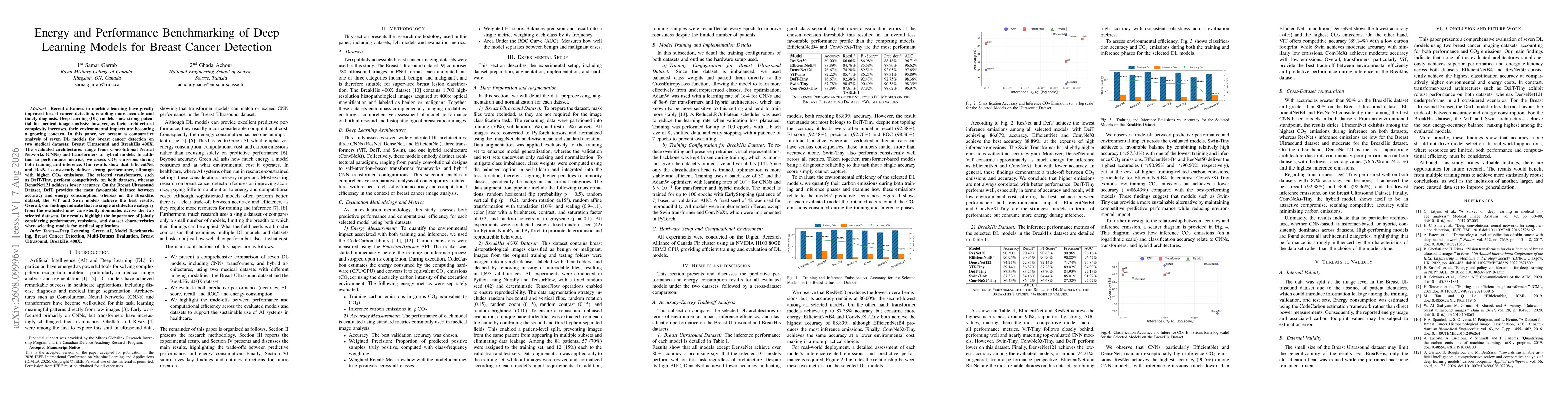Thumbnail for Energy and Performance Benchmarking of Deep Learning Models for Breast Cancer Detection