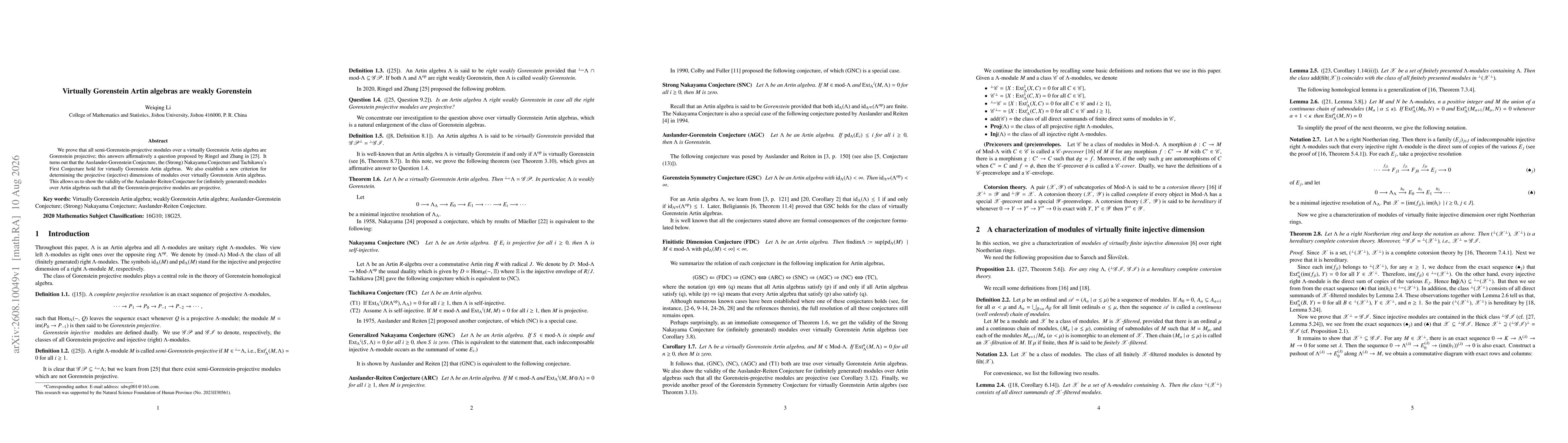 Thumbnail for Virtually Gorenstein Artin algebras are weakly Gorenstein