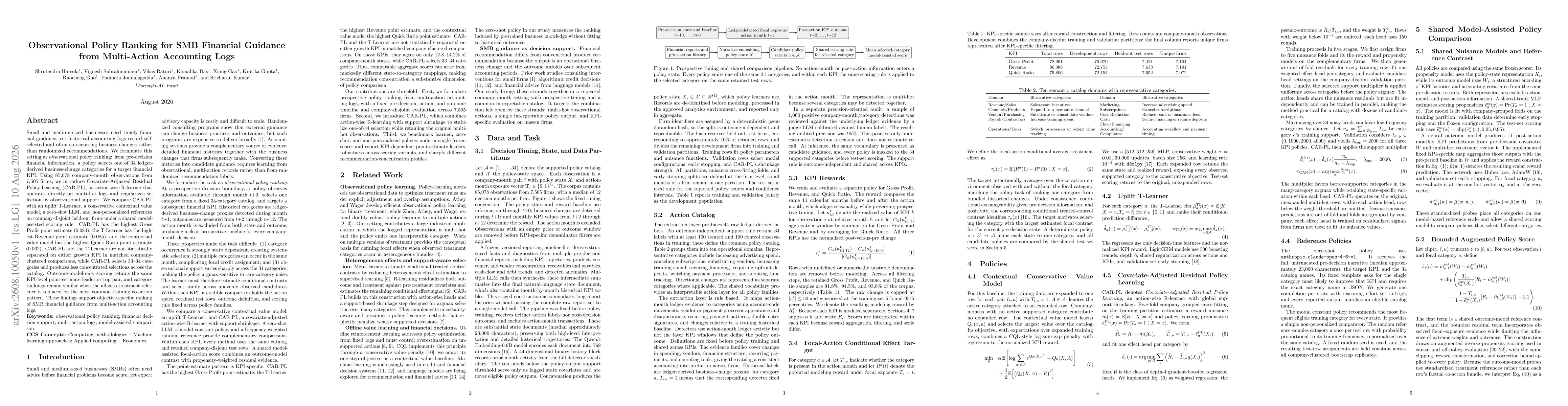 Thumbnail for Observational Policy Ranking for SMB Financial Guidance from Multi-Action Accounting Logs