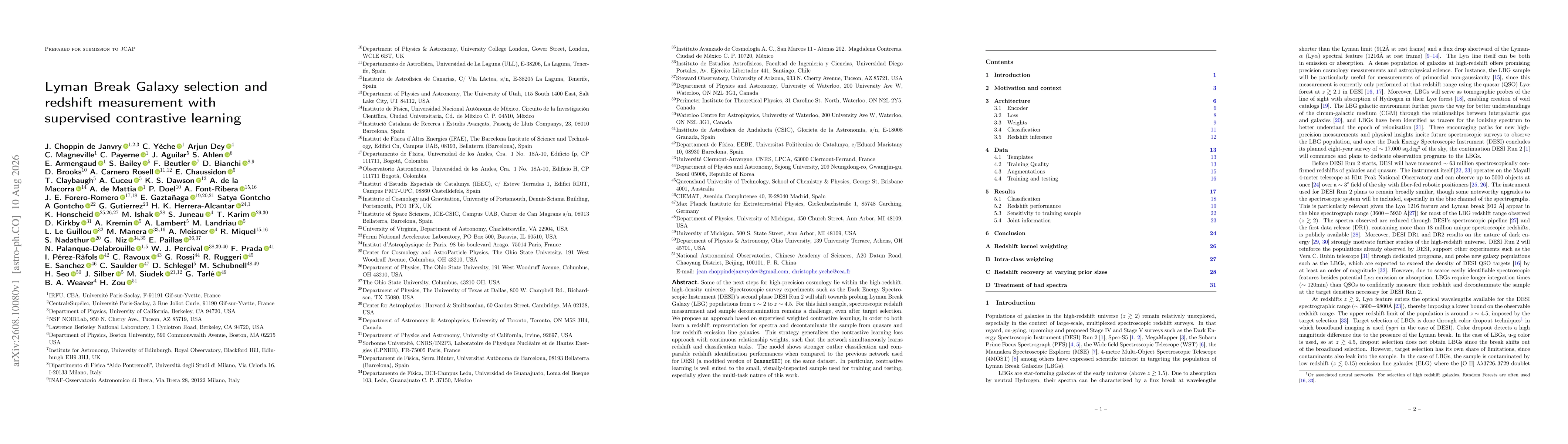 Thumbnail for Lyman Break Galaxy selection and redshift measurement with supervised contrastive learning