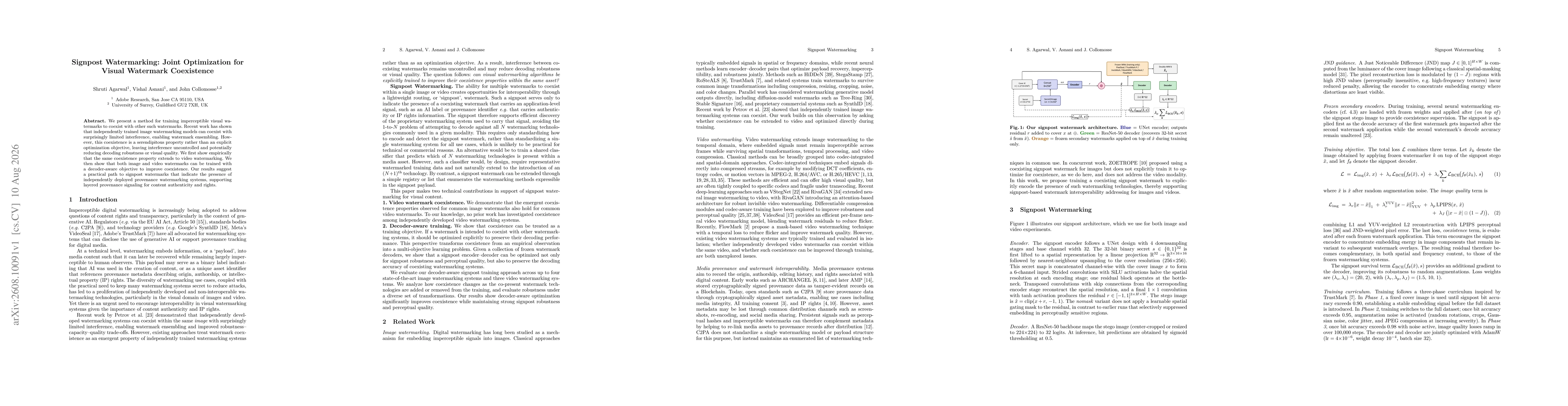 Thumbnail for Signpost Watermarking: Joint Optimization for Visual Watermark Coexistence