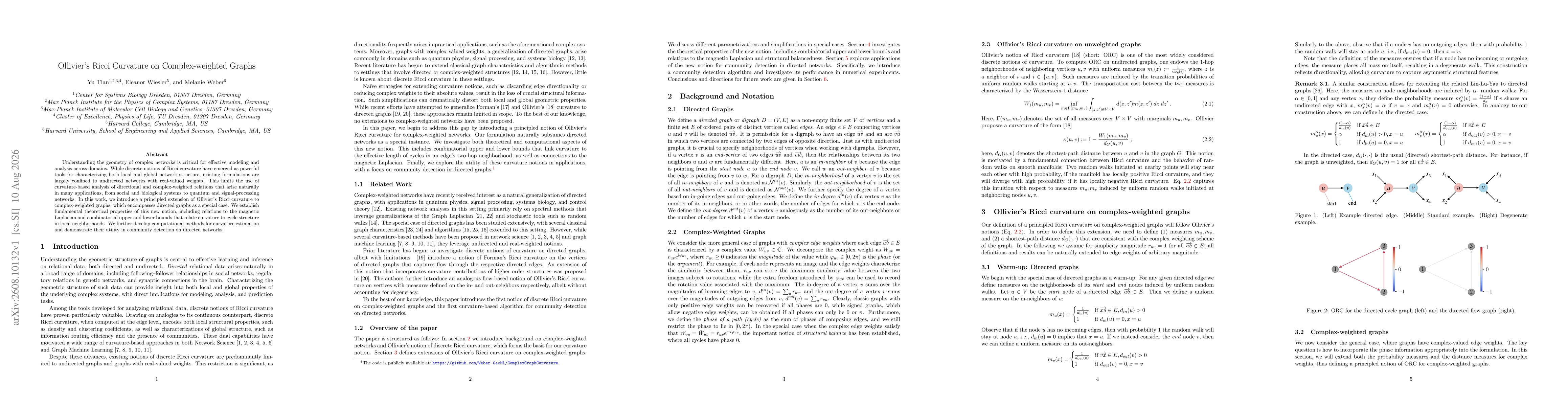 Thumbnail for Ollivier's Ricci Curvature on Complex-weighted Graphs