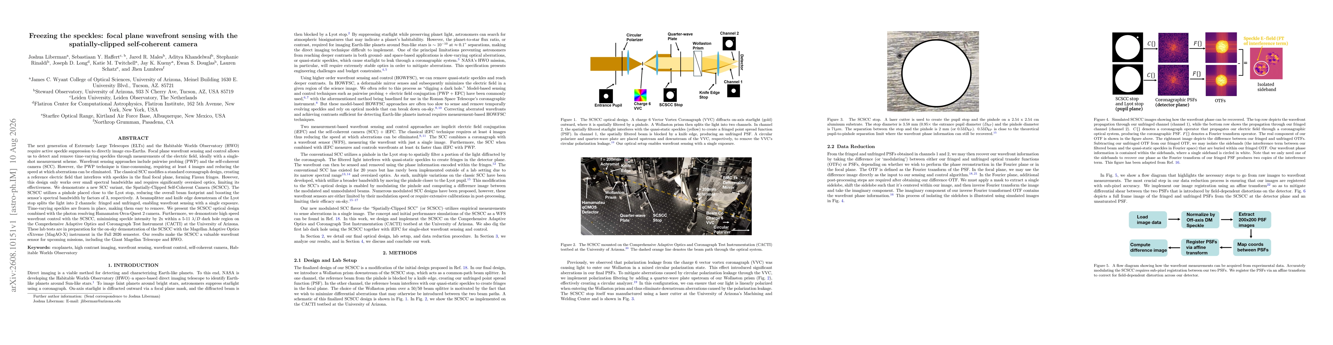 Thumbnail for Freezing the speckles: focal plane wavefront sensing with the spatially-clipped self-coherent camera
