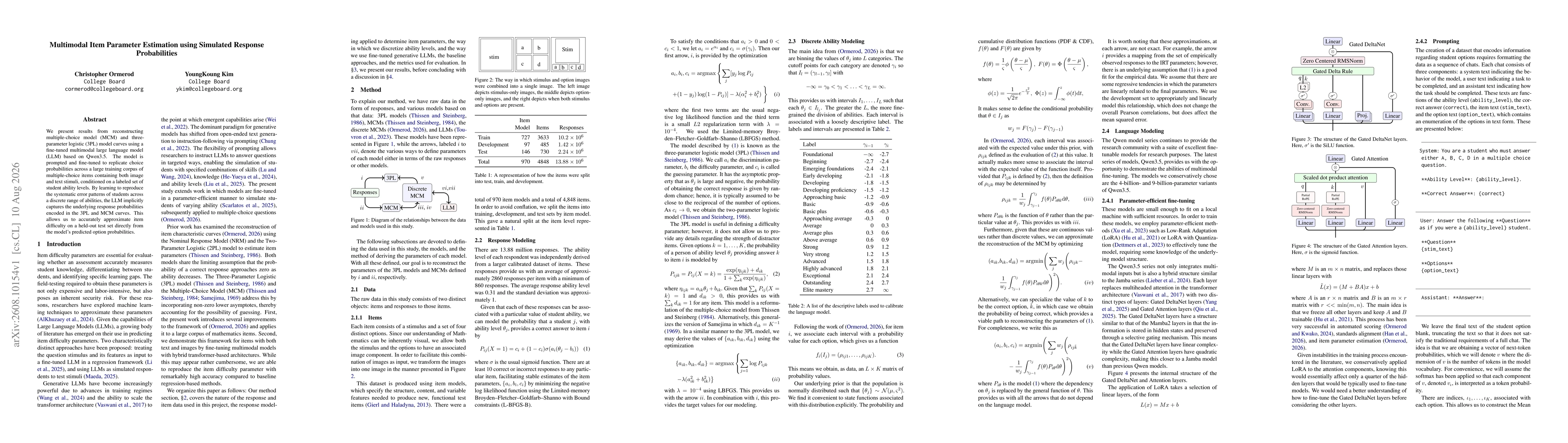 Thumbnail for Multimodal Item Parameter Estimation using Simulated Response Probabilitie