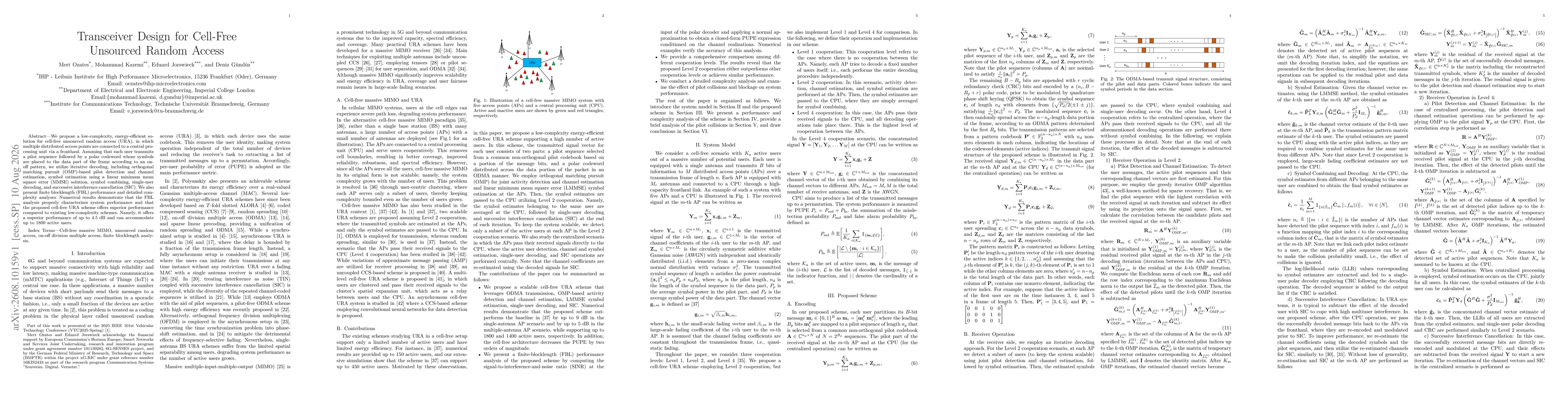 Thumbnail for Transceiver Design for Cell-Free Unsourced Random Access