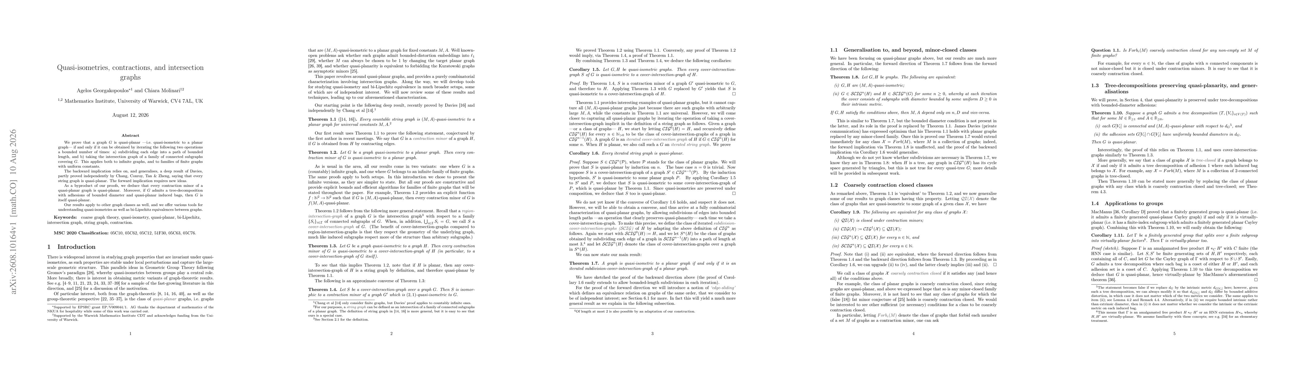 Thumbnail for Quasi-isometries, contractions, and intersection graphs