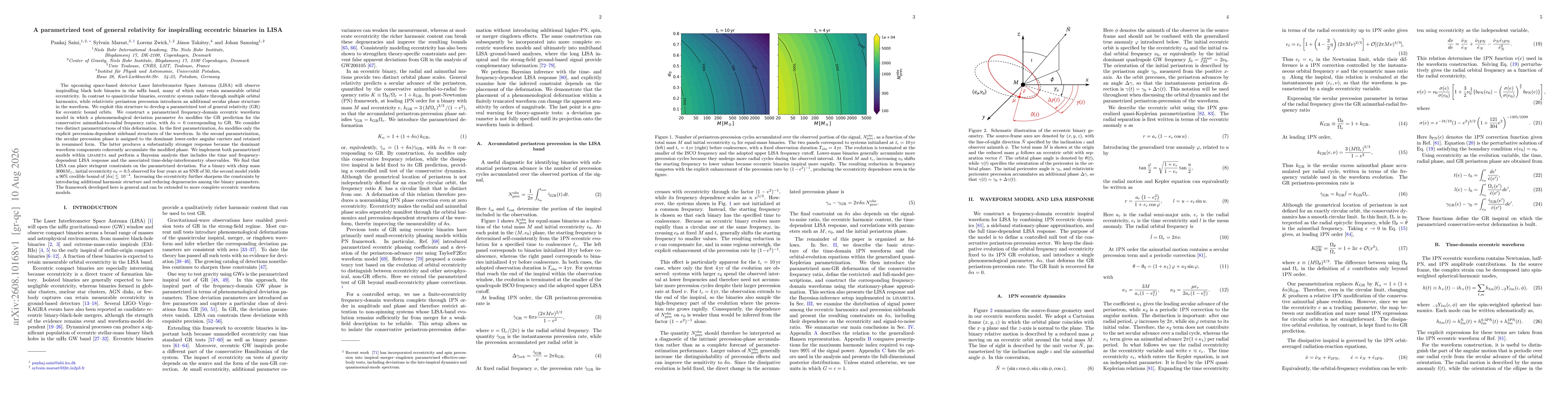 Thumbnail for A parametrized test of general relativity for inspiralling eccentric binaries in LISA