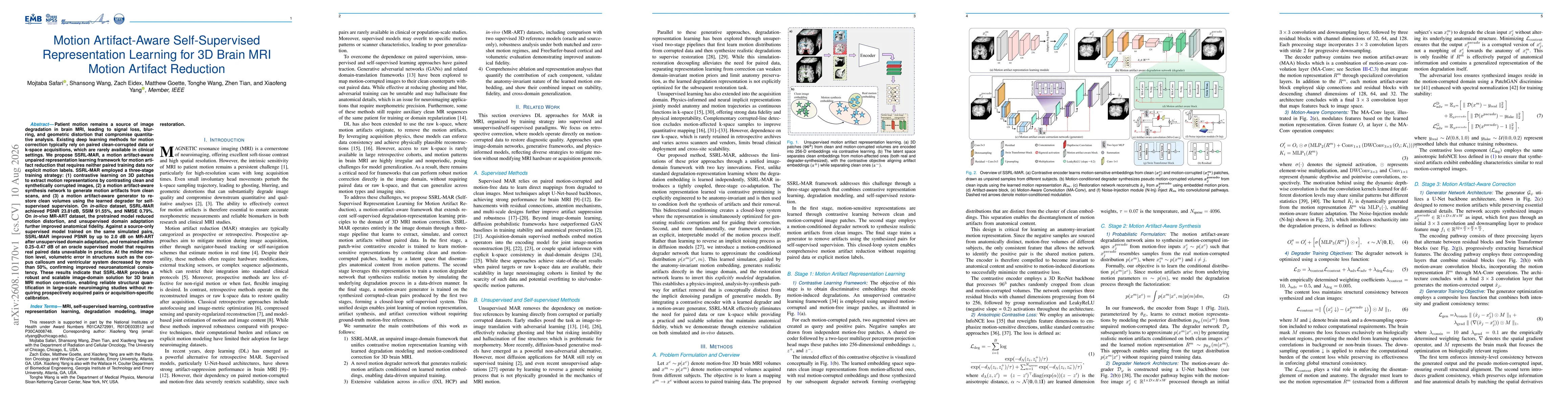 Thumbnail for Motion Artifact-Aware Self-Supervised Representation Learning for 3D Brain MRI Motion Artifact Reduction