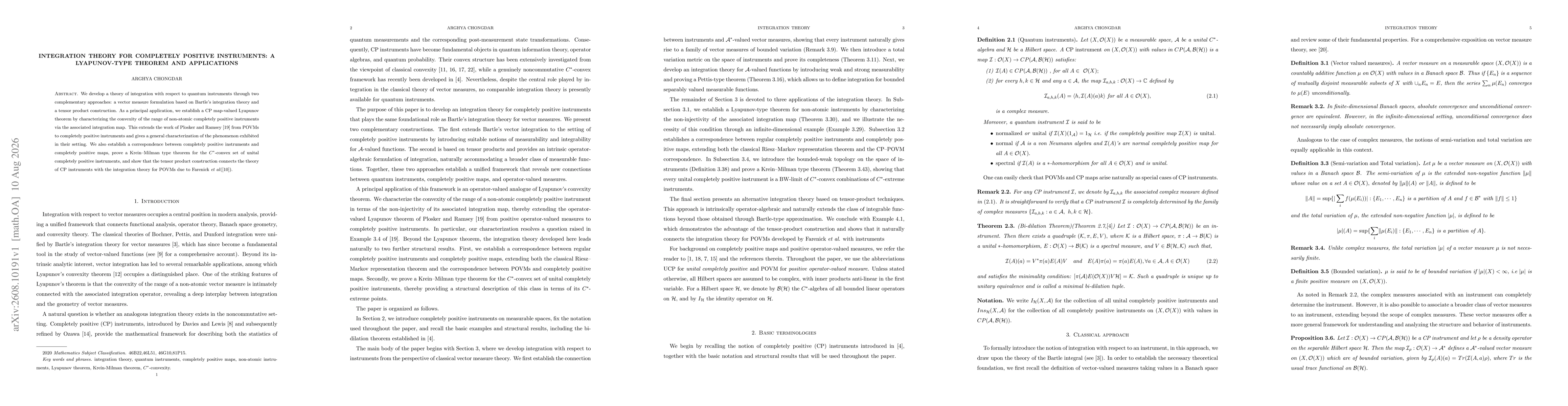 Thumbnail for Integration Theory for Completely positive Instruments: A Lyapunov-Type Theorem and Applications