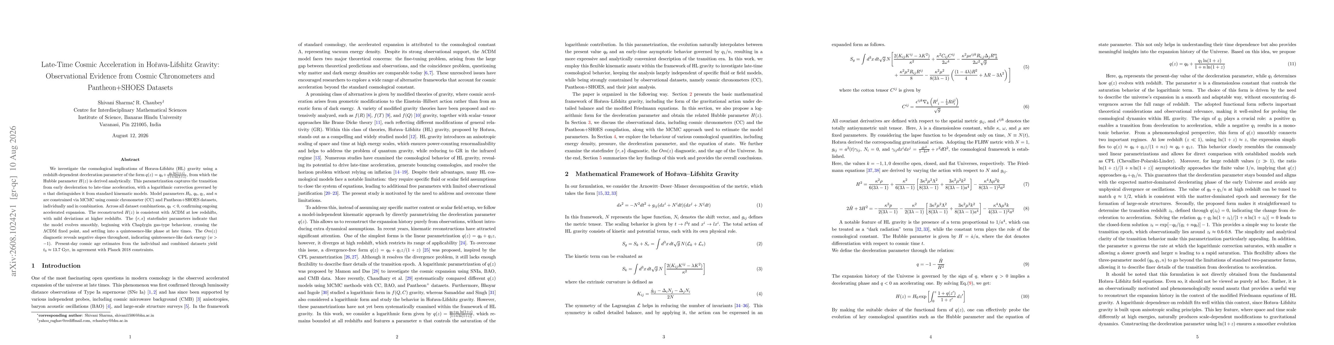 Thumbnail for Late-Time Cosmic Acceleration in Hořava-Lifshitz Gravity: Observational Evidence from Cosmic Chronometers and Pantheon+SHOES Datasets