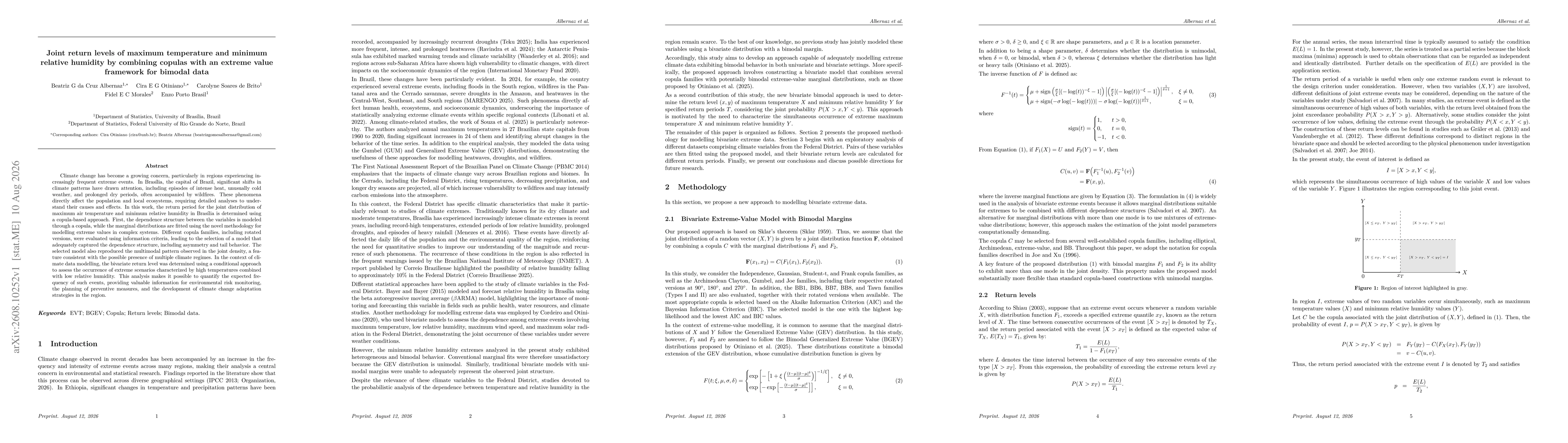 Thumbnail for Joint return levels of maximum temperature and minimum relative humidity by combining copulas with an extreme value framework for bimodal data