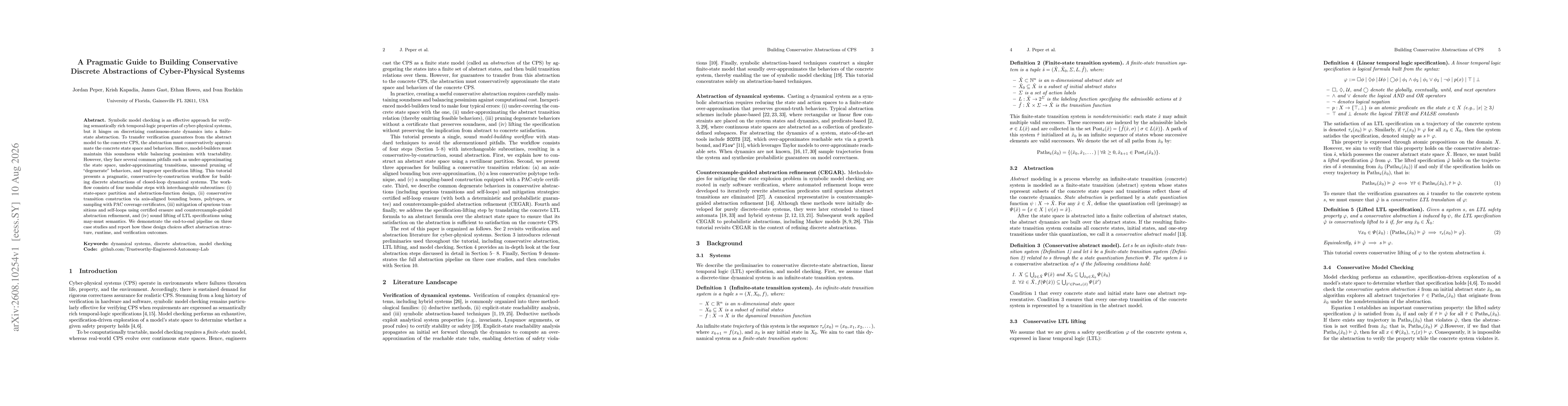 Thumbnail for A Pragmatic Guide to Building Conservative Discrete Abstractions of Cyber-Physical Systems