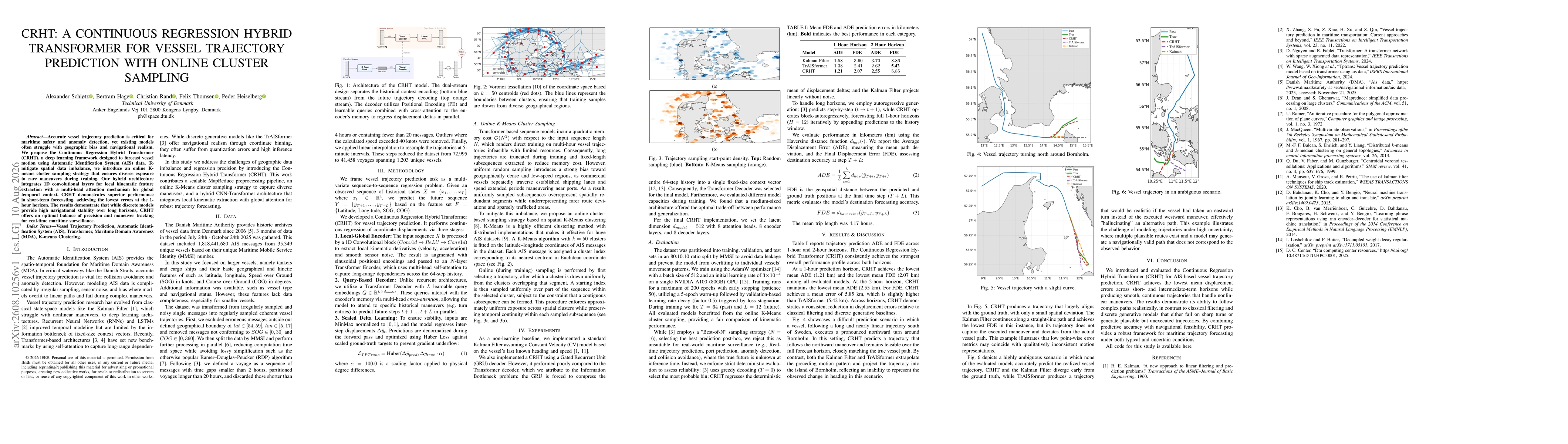 Thumbnail for CRHT: A Continuous Regression Hybrid Transformer for Vessel Trajectory Prediction with Online Cluster Sampling