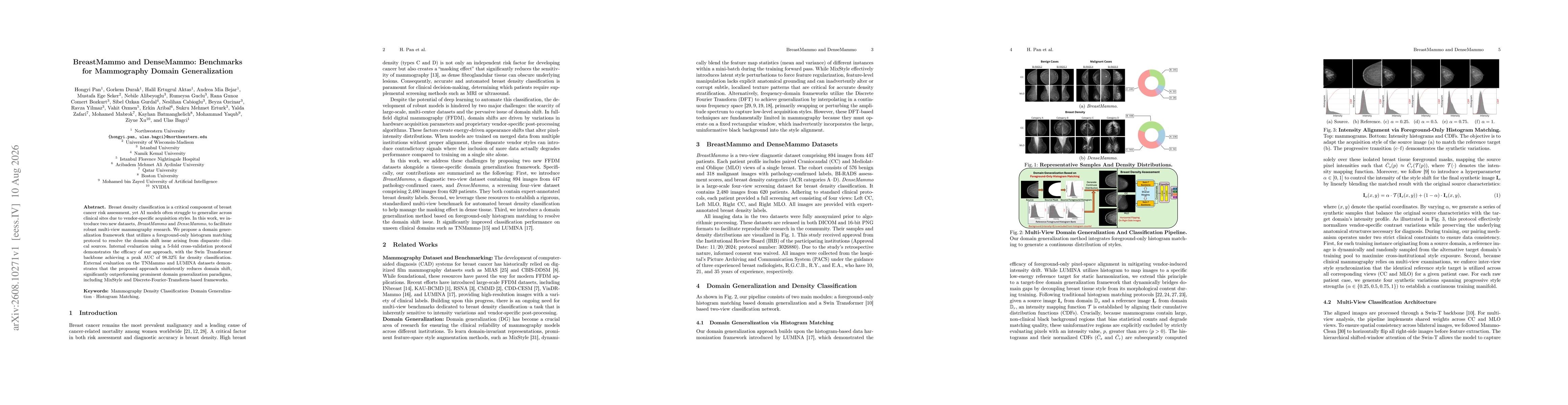 Thumbnail for BreastMammo and DenseMammo: Benchmarks for Mammography Domain Generalization