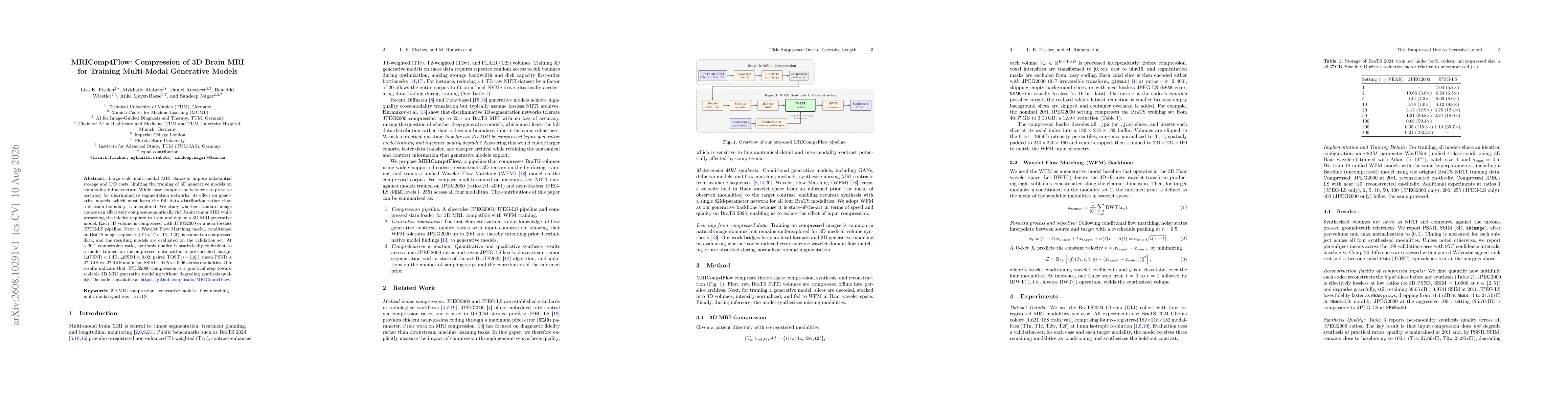 Thumbnail for MRIComp4Flow: Compression of 3D Brain MRI for Training Multi-Modal Generative Models